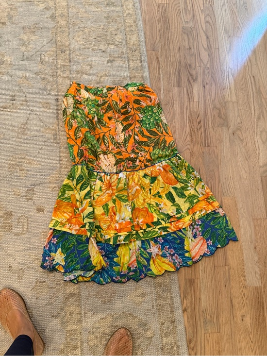 FARM Rio Dresses & Skirts - Farm rio Tropical Print Tiered Mini Skirt - Orange & Green